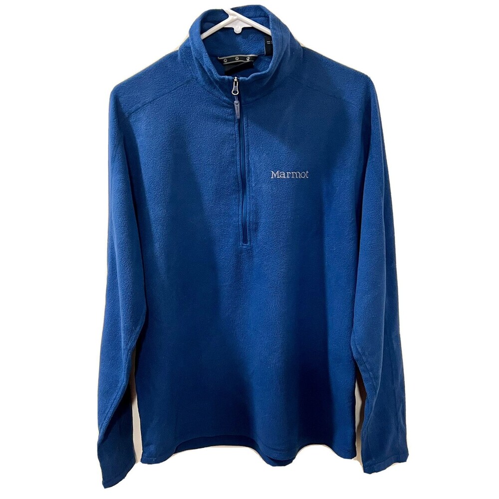 Marmot Men's Medium 1/2 Zip Blue Fleece Pull Over Sweater Sweatshirt